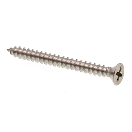 Prime-Line Sheet Metal Screw, #8 x 1-3/4 in, Plain Stainless Steel Flat Head Phillips Drive, 100 PK 9016776